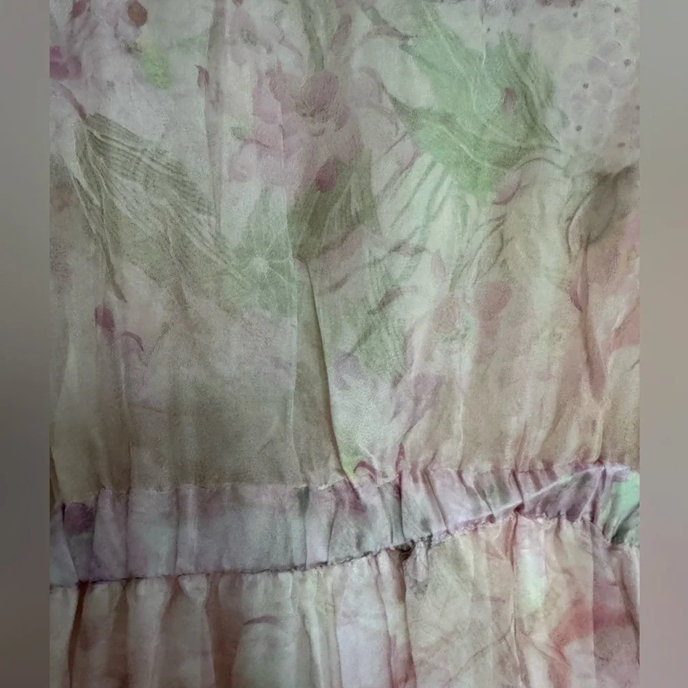 NWT Miss Rosier JUSTINE Dress floral print cinched midi size Small PINK cottage - Picture 11 of 16